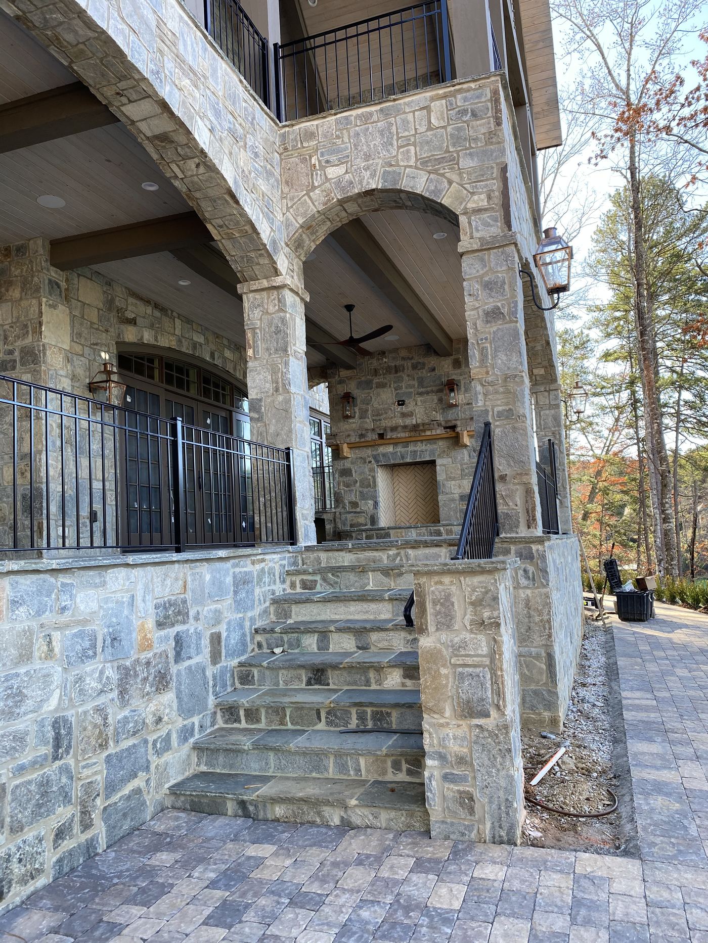 Stone arched porch and steps