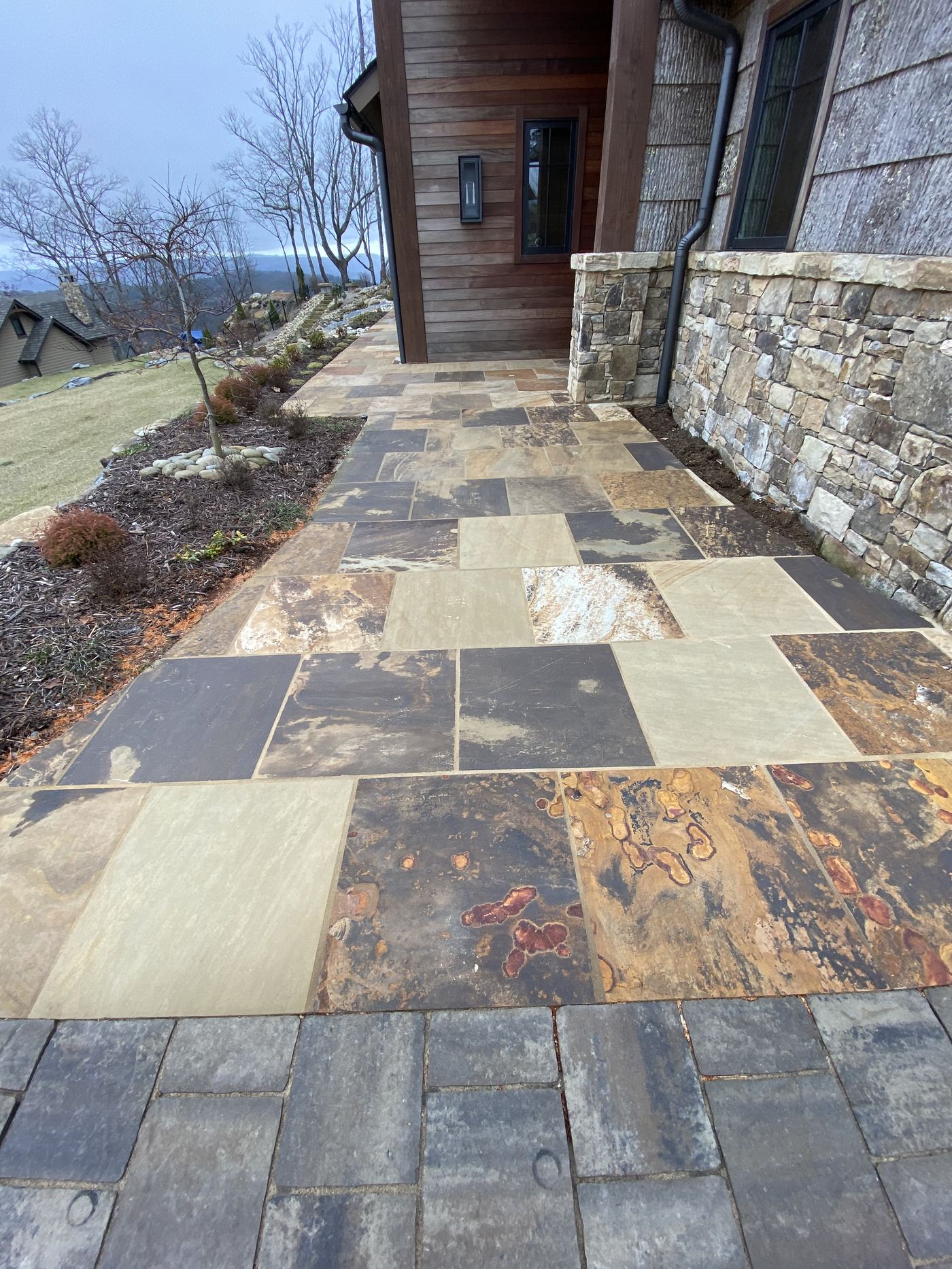 Natural stone walkway