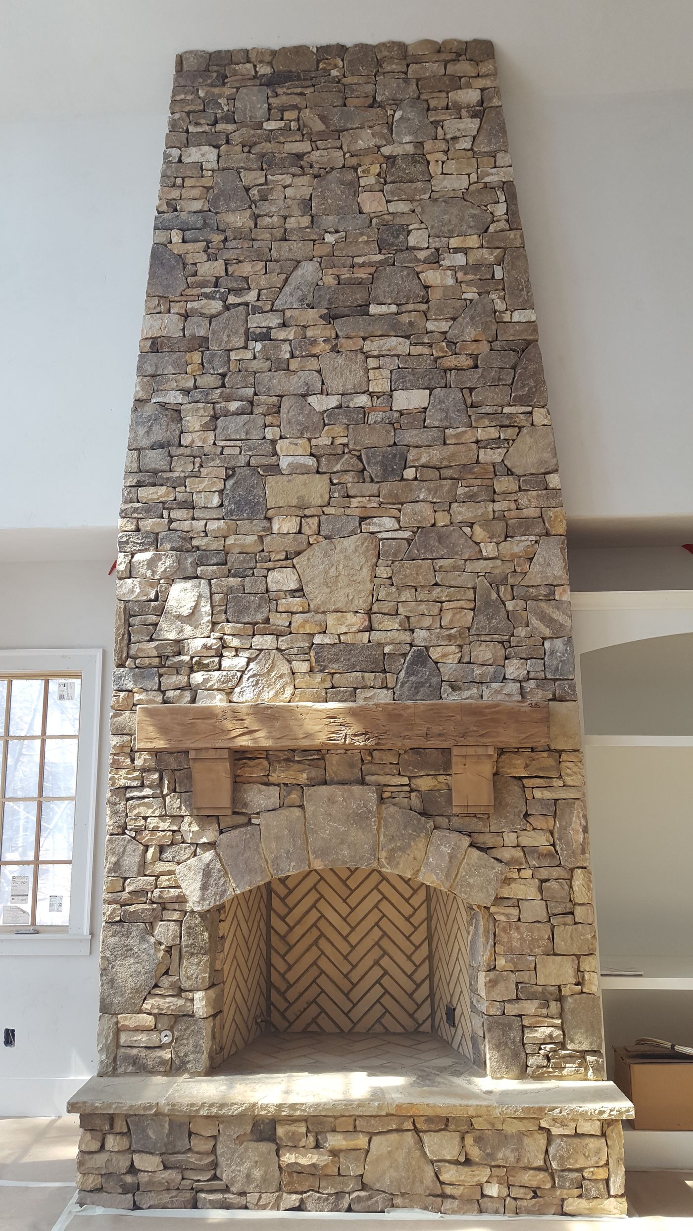 Grand stone fireplace